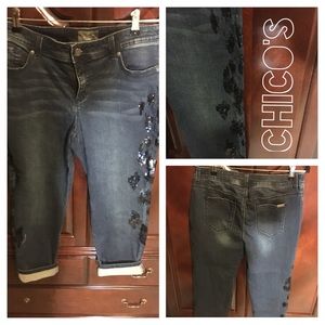 Chico’s Blue Sequin Jeans